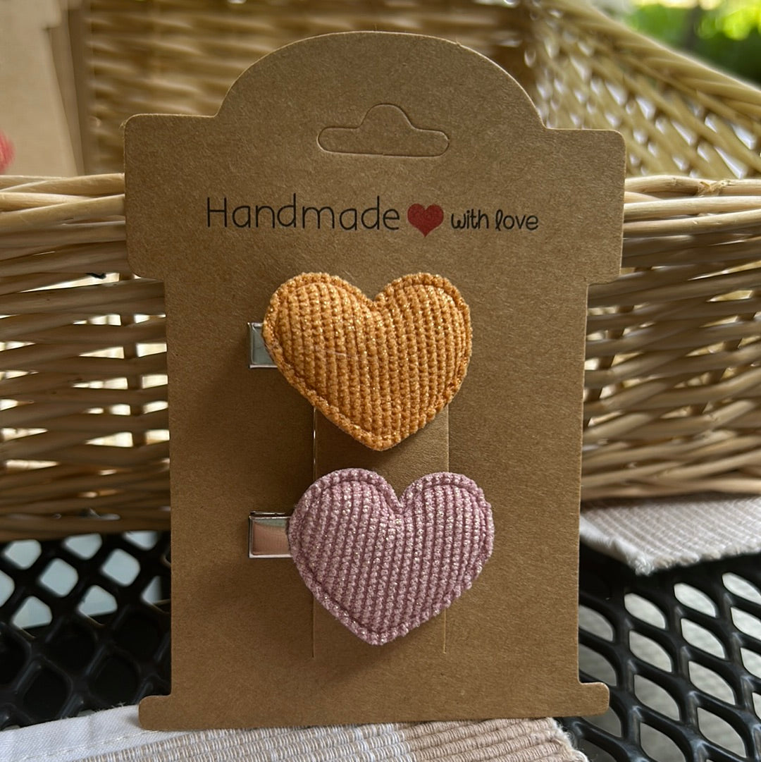 Clip hartje geel roze