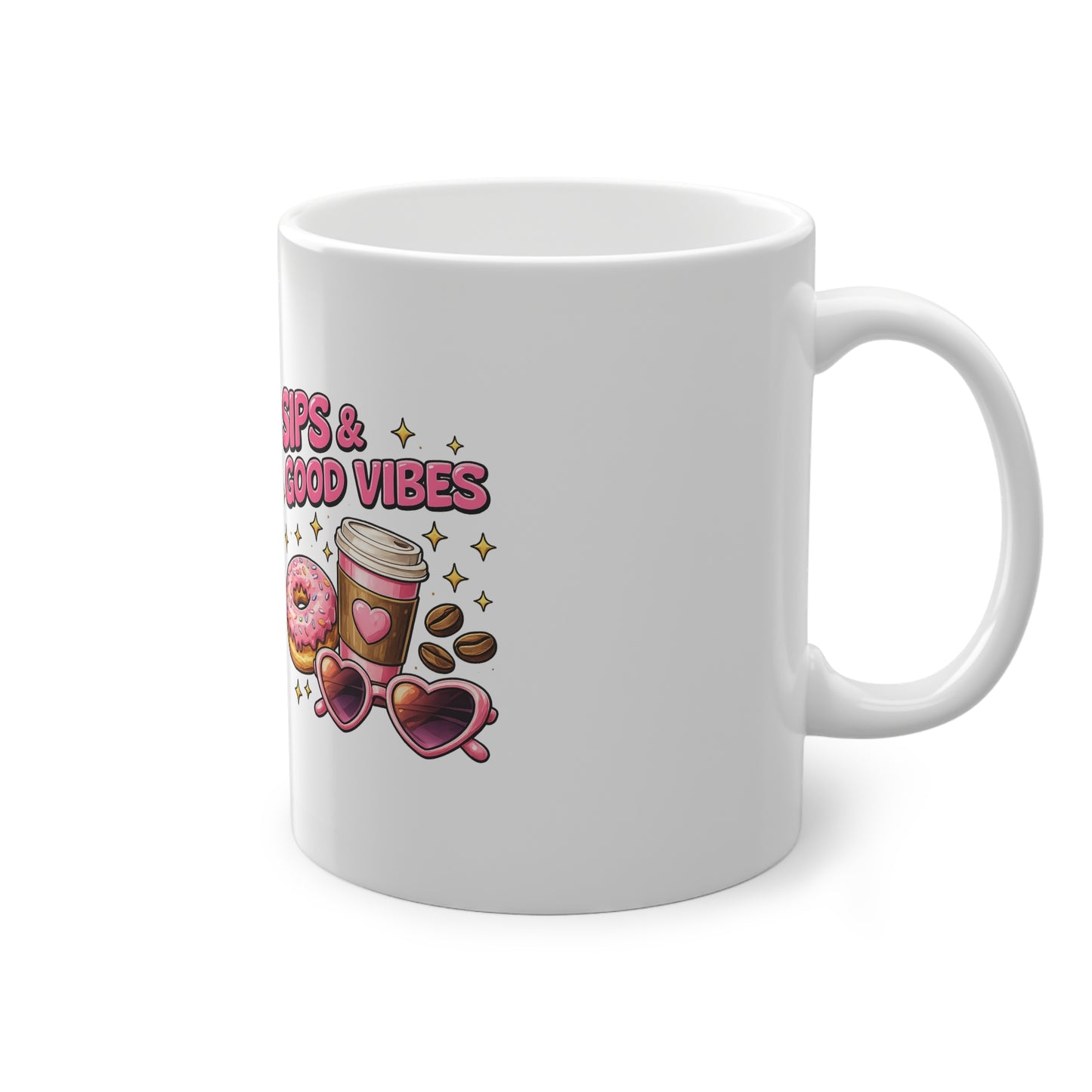 Coffee Mug — "Coffee Lover But First Coffee" Cute Donut & Beverage Design