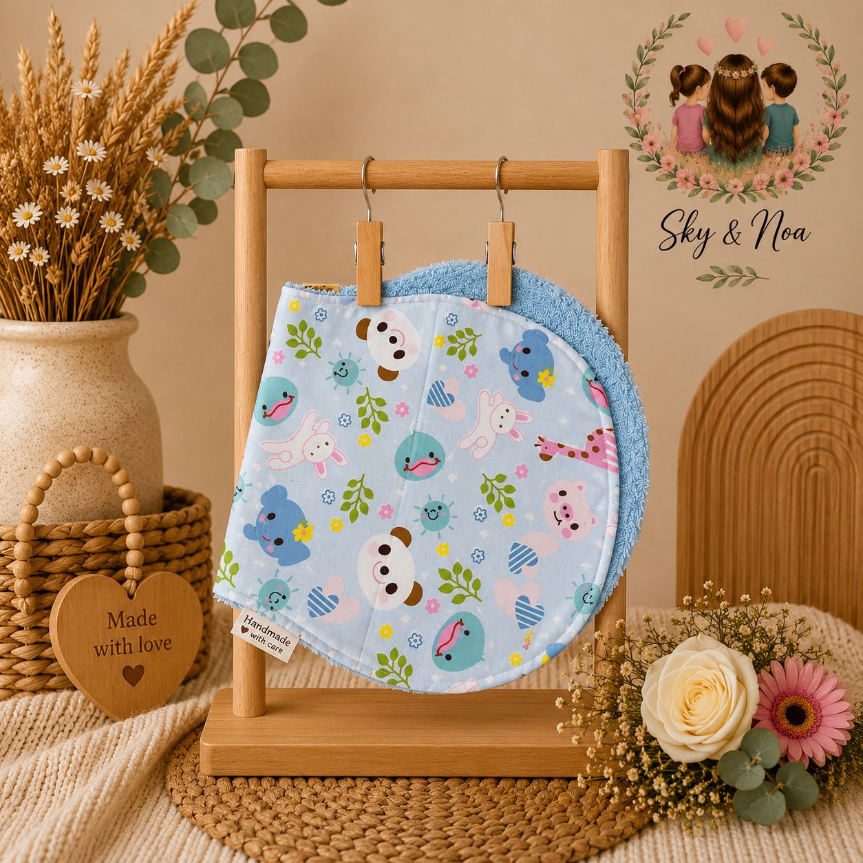 spuugdoek blauw diertjes