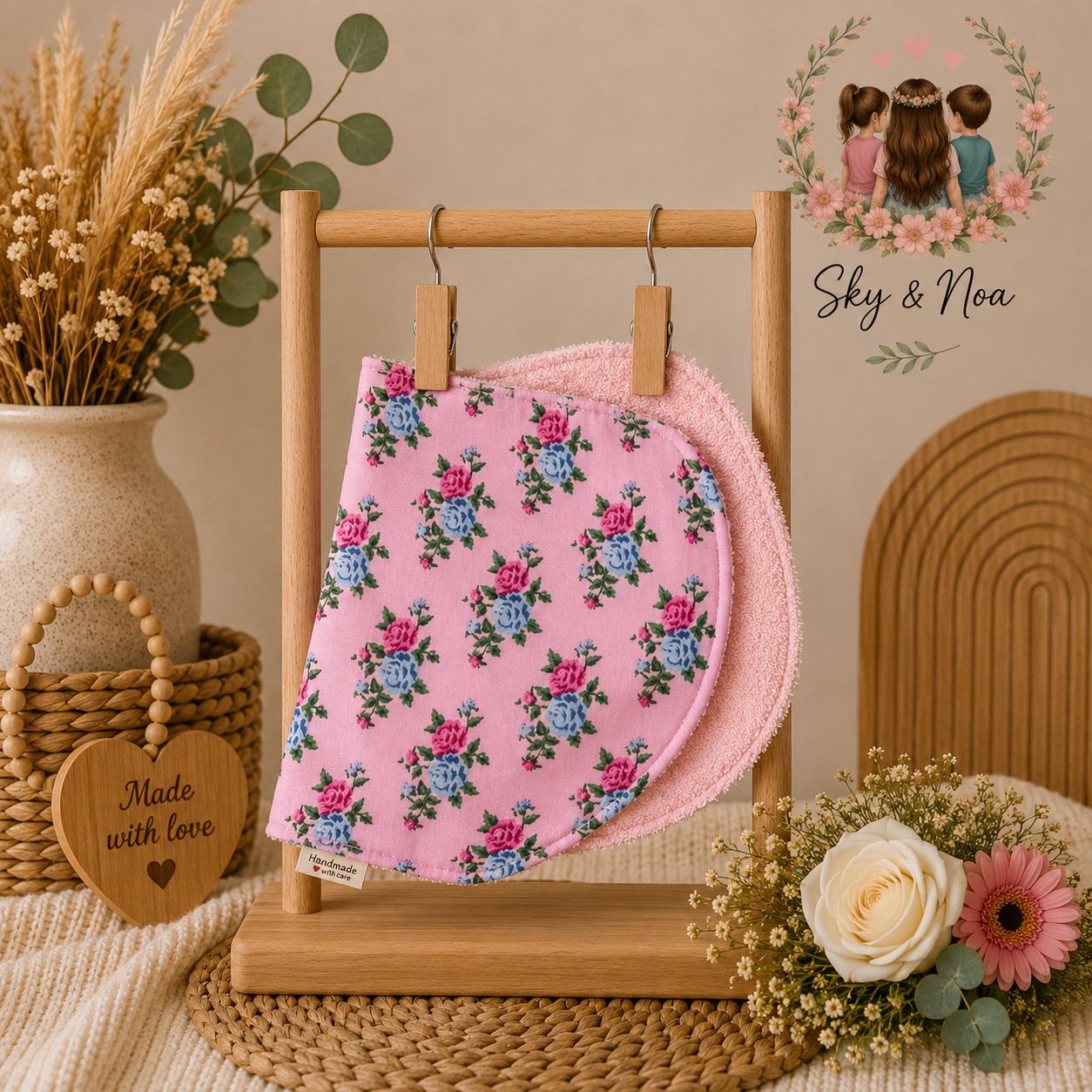 spuugdoek bloemen roze